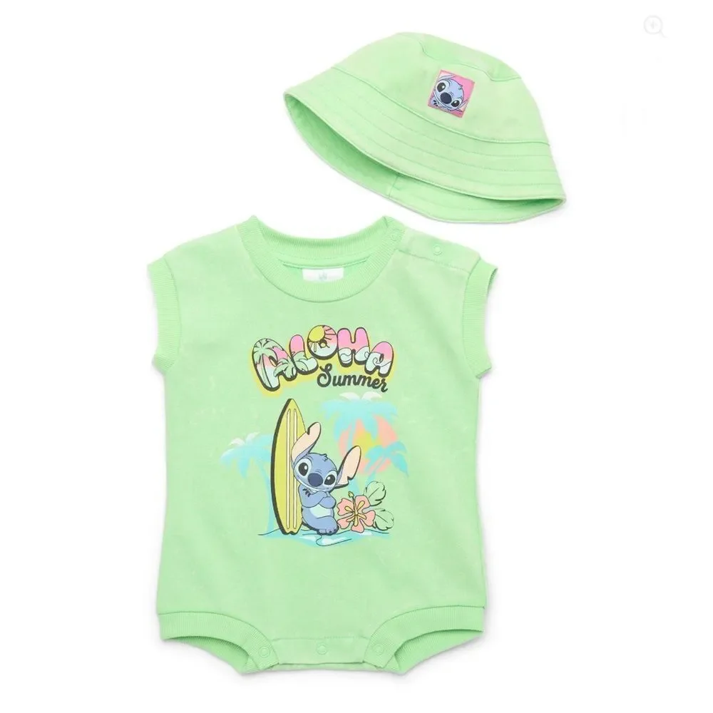 Baby Girl Romper with Hat Mrs. Rachel, Lilo & Stitch 4-Piece Set Summer Size 18M